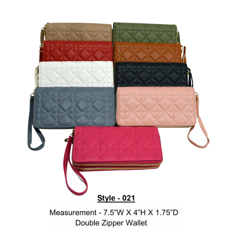 021 ASST Double Zippers Fashion Wallet (12PCS)