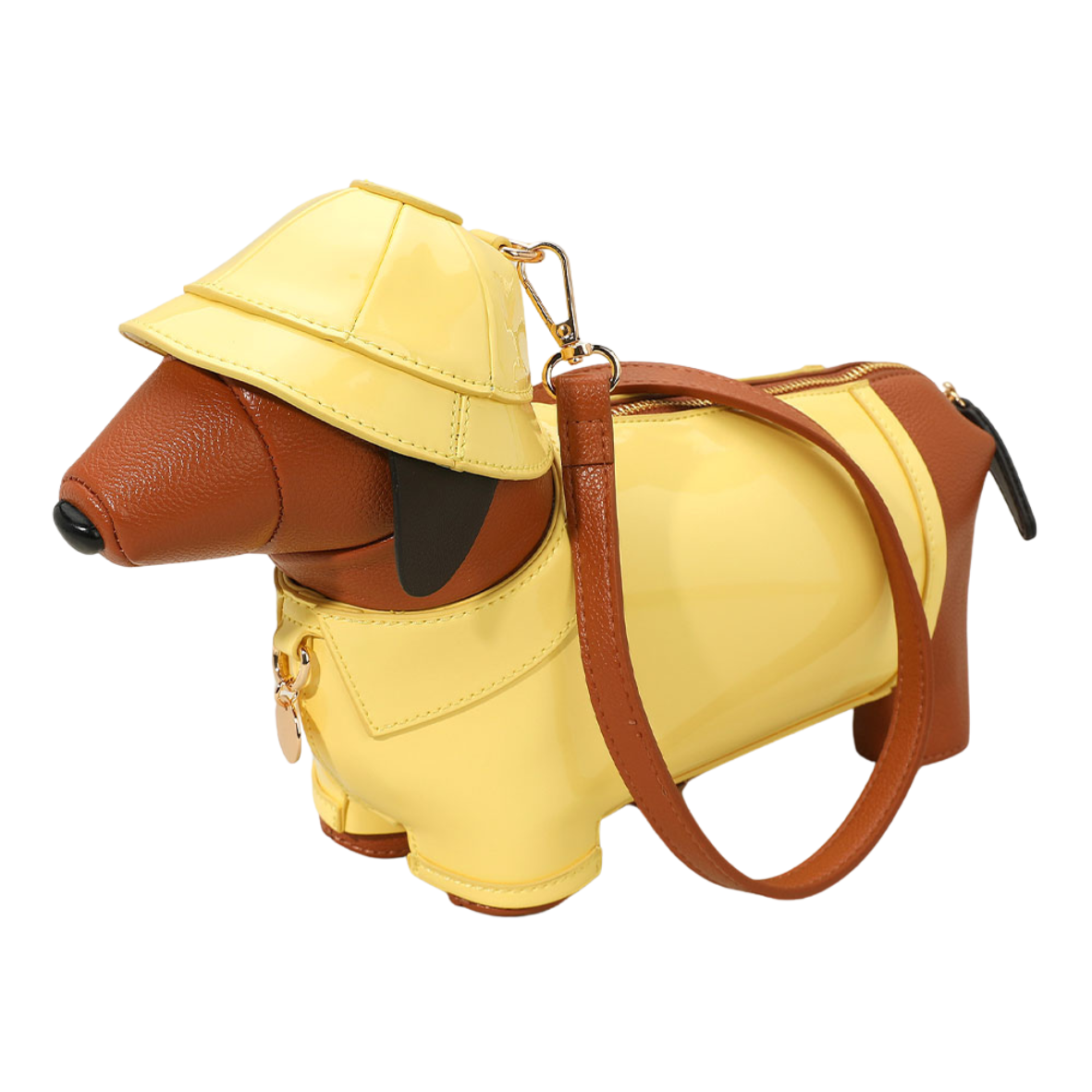 LA2573 YL Faux Leather Raincoat Puppy Crossbody Bag