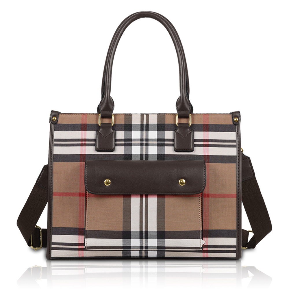 2482 APR/CF Plaid Pattern Fashion Handbag