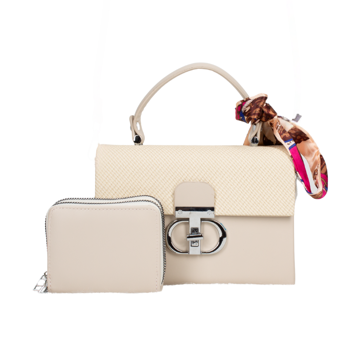 PU901-M2 APR Scarfed Decor 2 In 1 Crossbody-Satchel Bag