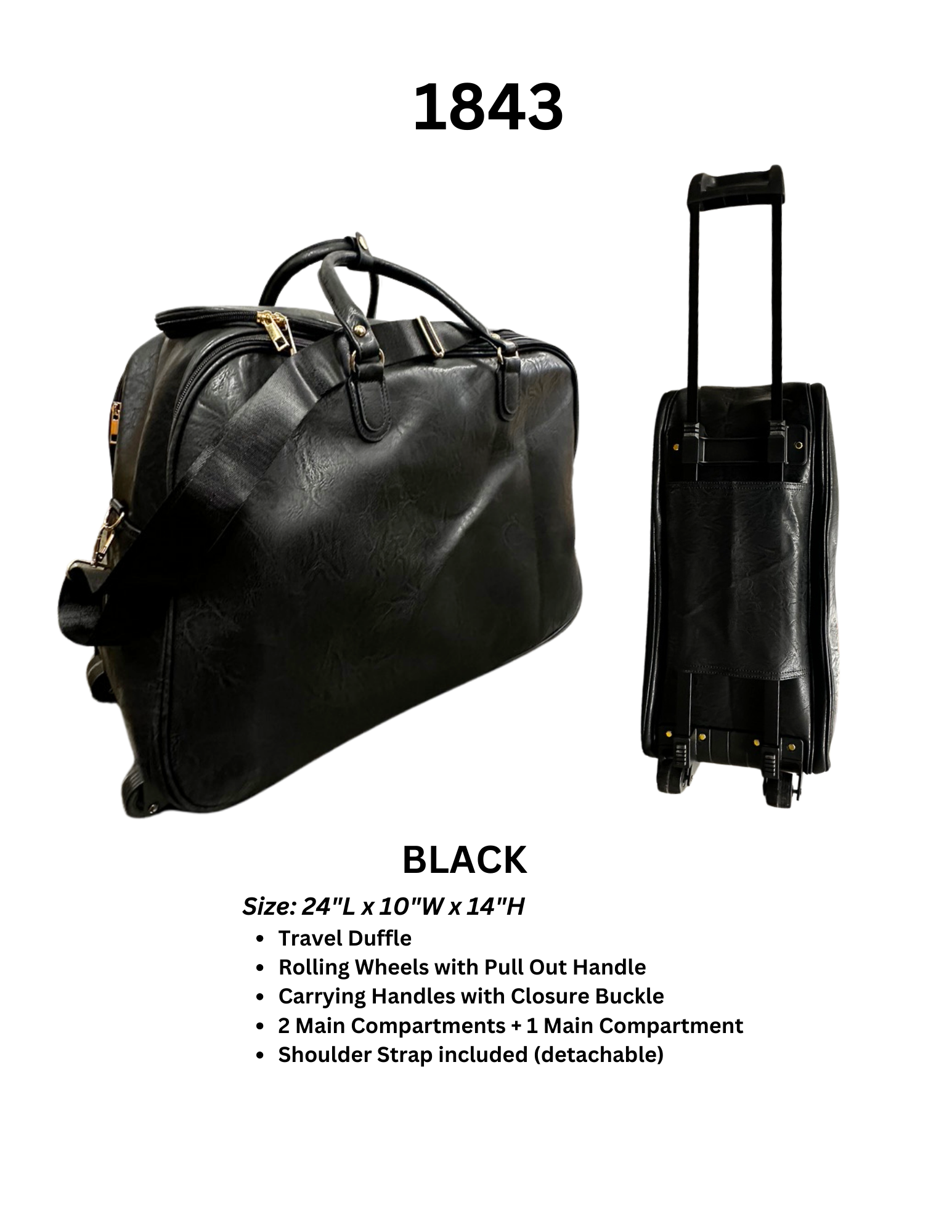 F1843 BK Wheeled Duffle / Luggage