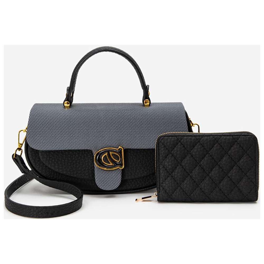 PU24922-M2 BK Small Fashion Handbag Set