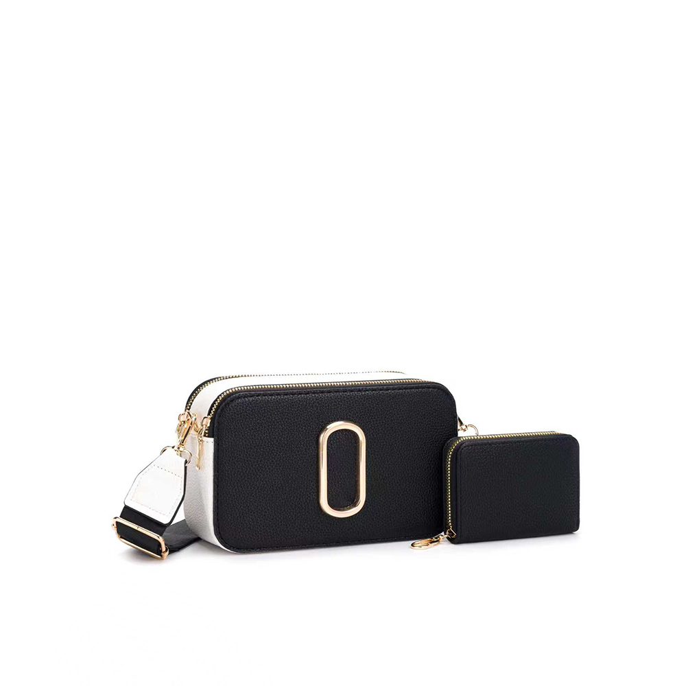 614 BK/WT Small Square Crossbody (2 N 1)