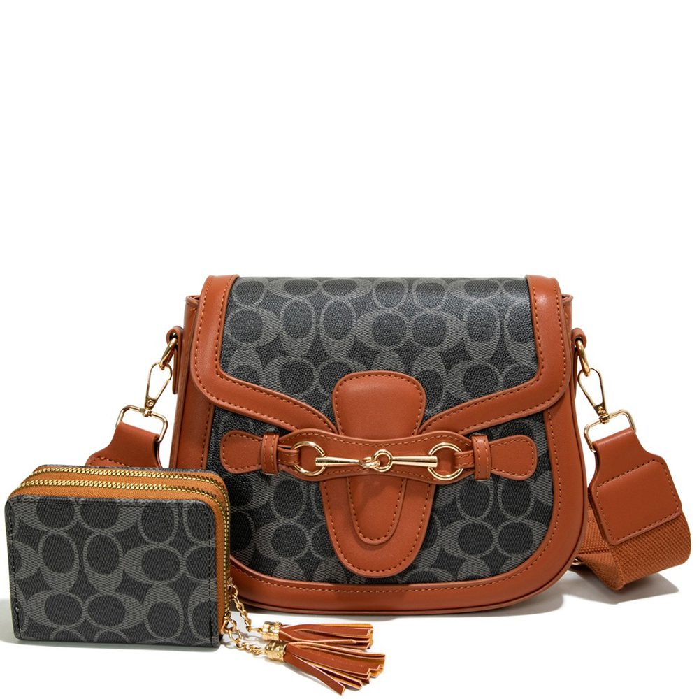 CC25521-M2 DBR Fashion Crossbody Bag Set (2 N 1)