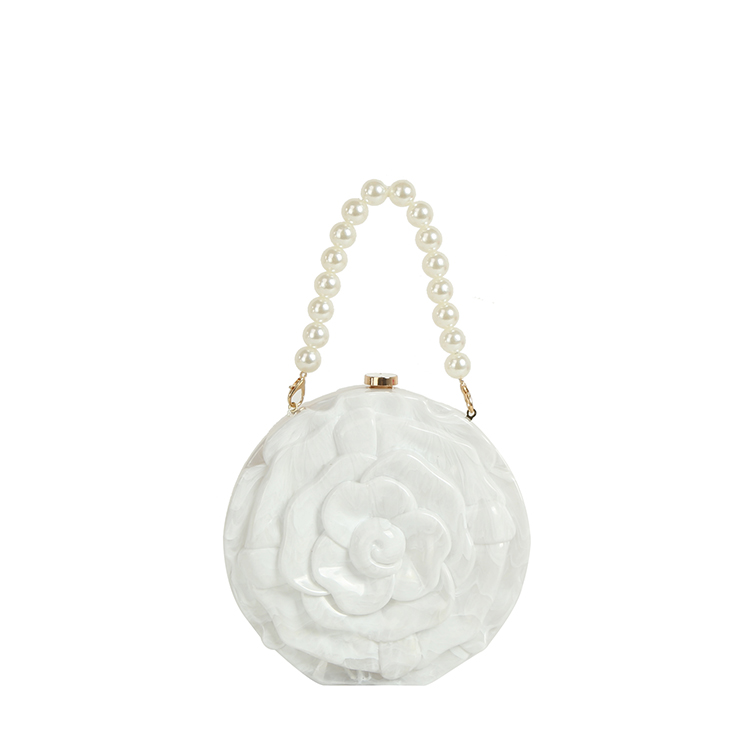 EWB186 WT Acrylic Rose Flower Clutch Evening Bag