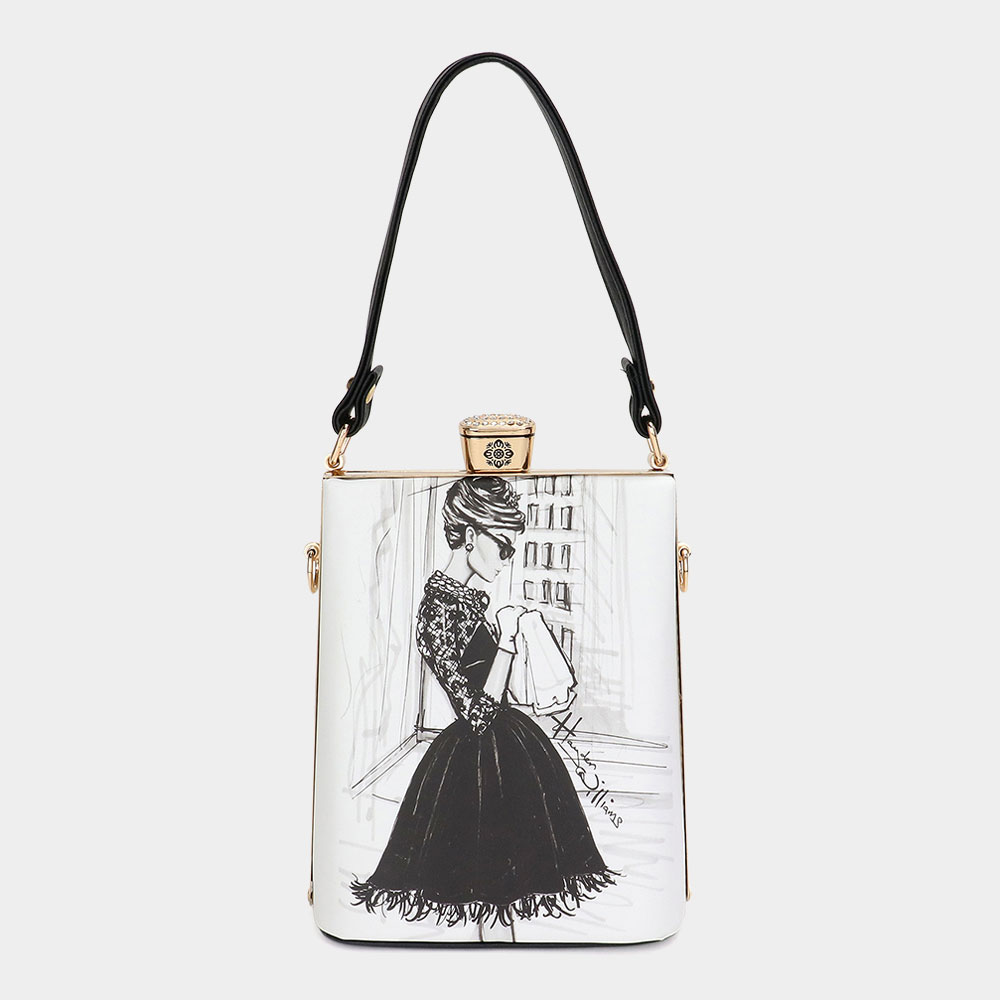 LA0022-1-MULTI Lady Printed Top Handle Mini Bag / Crossbody Bag