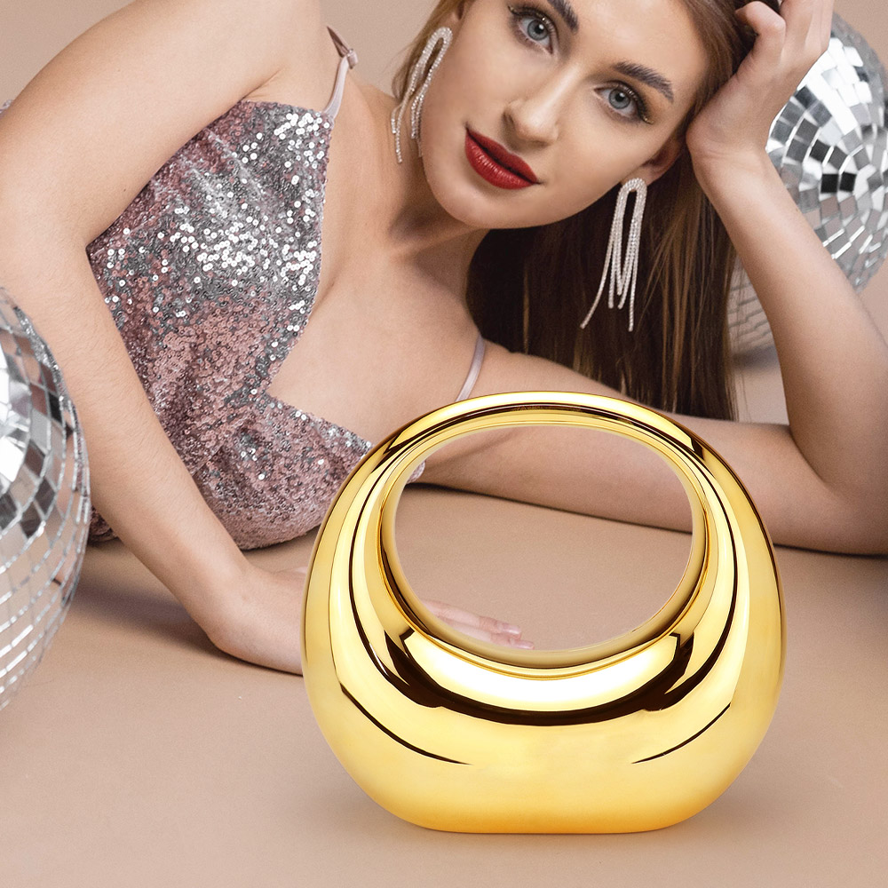 LA2312-GOLD Acrylic Moon Shape Evening Bag / Clutch Bag