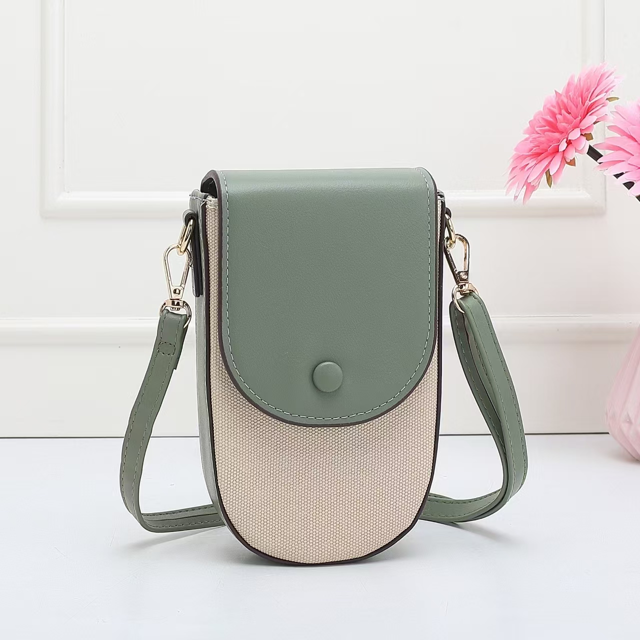 HT8016 GN Crossbody phone bag with wallet