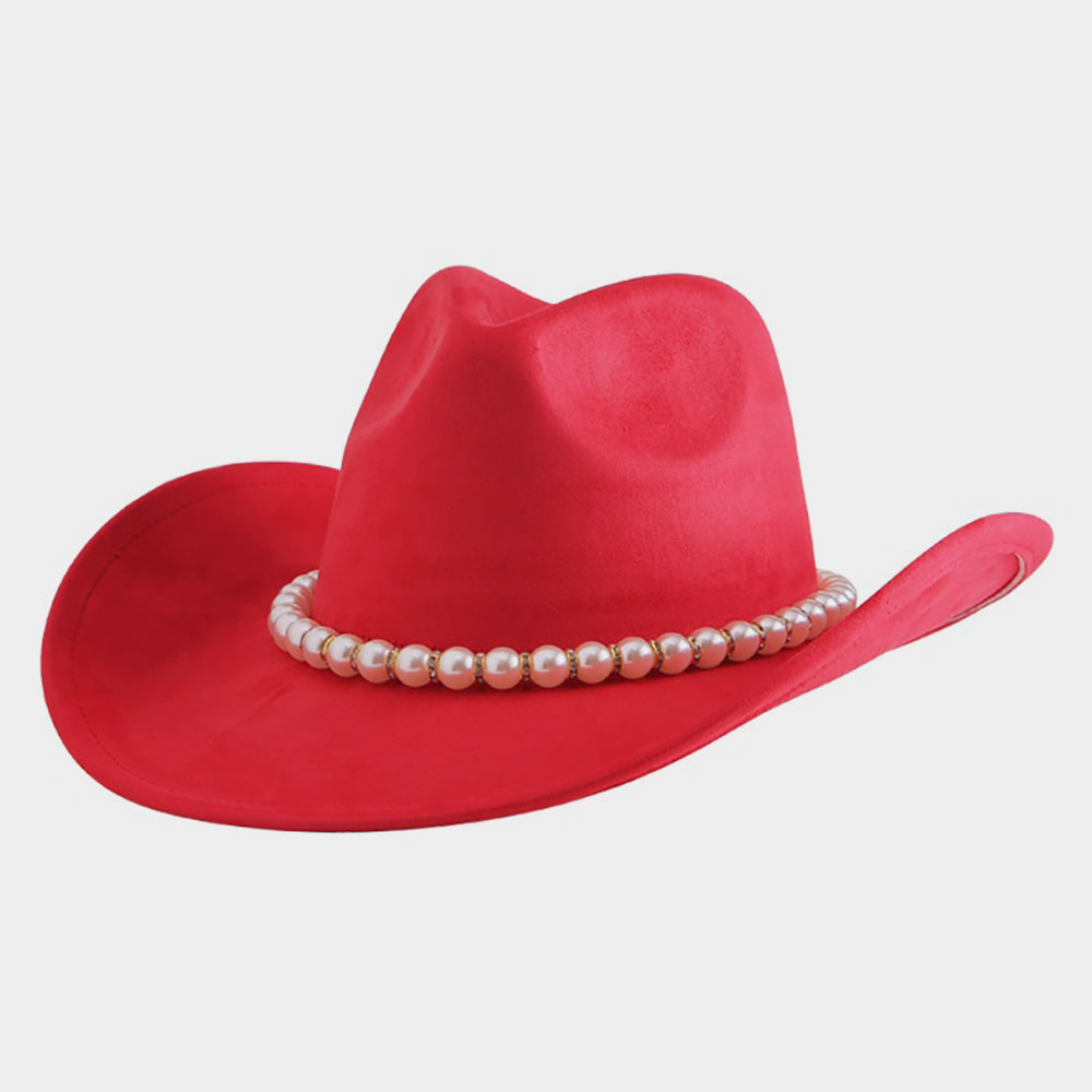 H3507 RD Pearl Band Accent Cowboy Western Hat