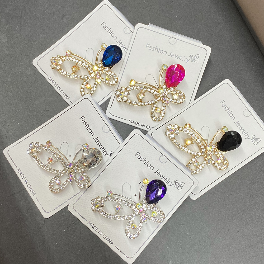 RBC-0138 ASST Butterfly Rhinestones Pin Brooch (6PCS)