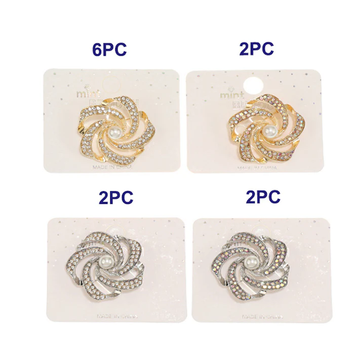 JAH46458 ASST Rhinestone Flower Brooch (6pcs)