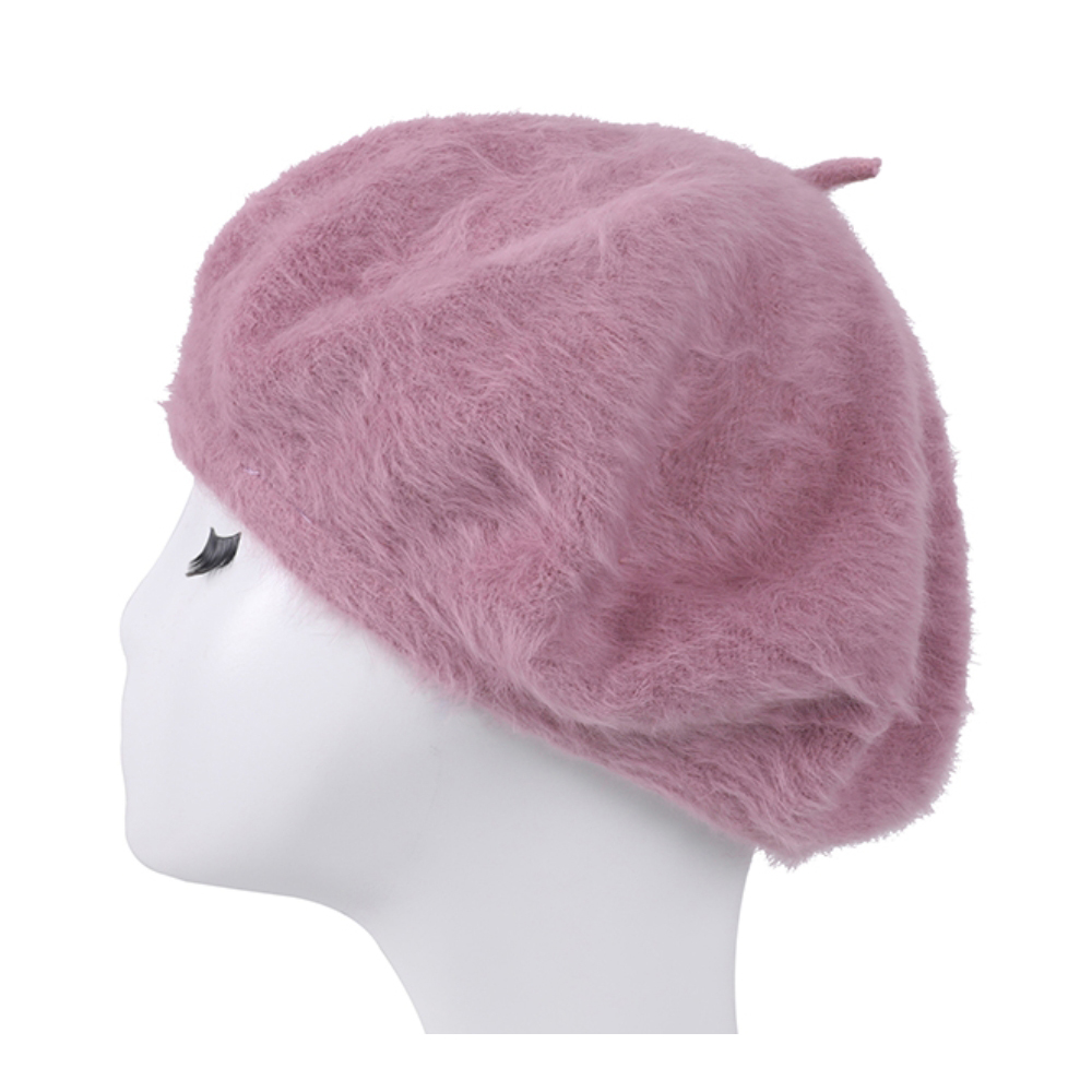 HA320066 LR Angora Beret Hat