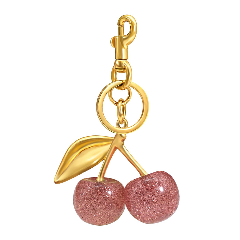K200-PK Glittered Cherry Keychain / Bag Charm