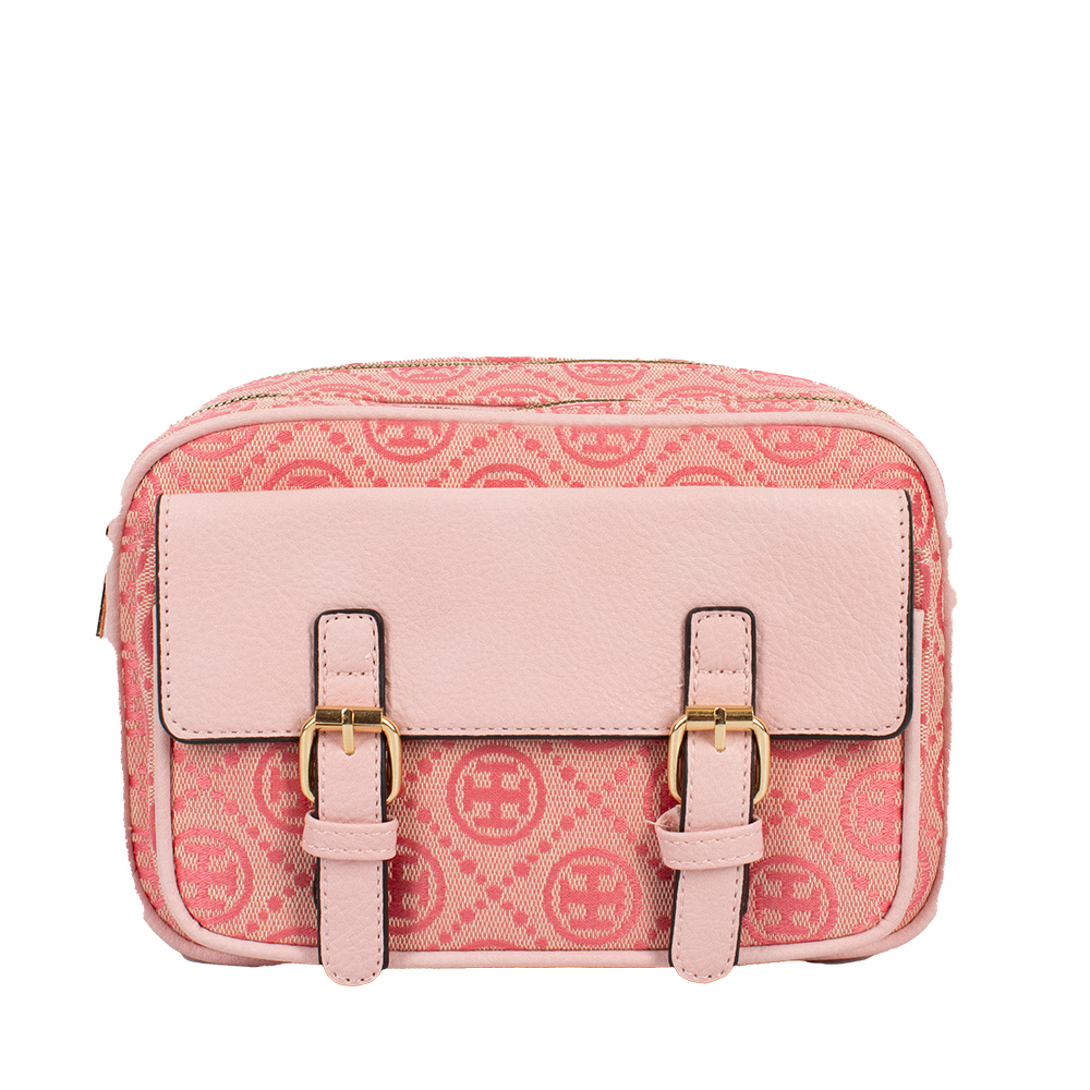 203 PK Double Zipper Crossbody Bag