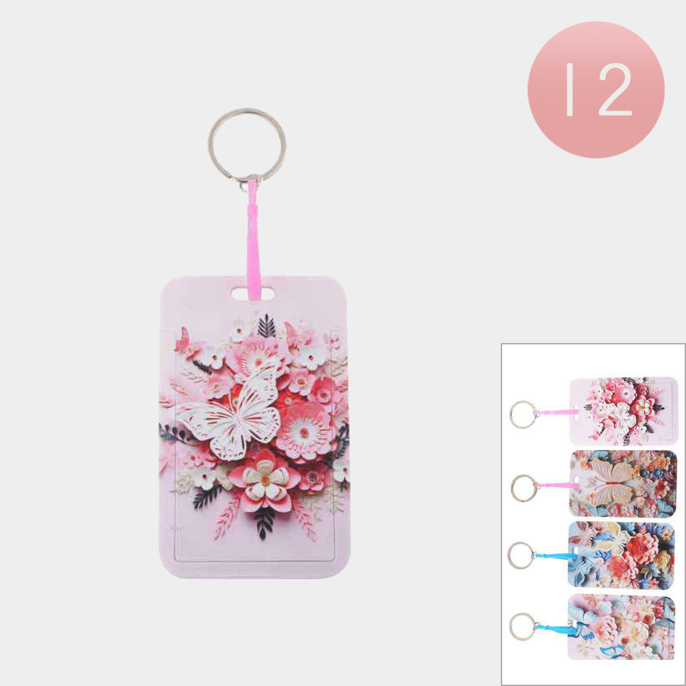 PKID2366-ASST (6PCS) Flower Butterfly Printed ID Holders
