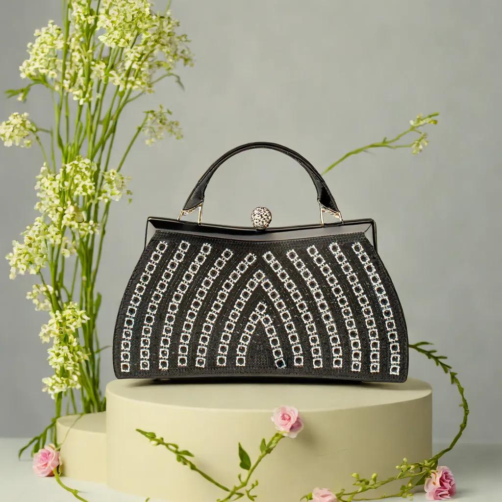 CO32021 BK Rhinestone Evening Clutch